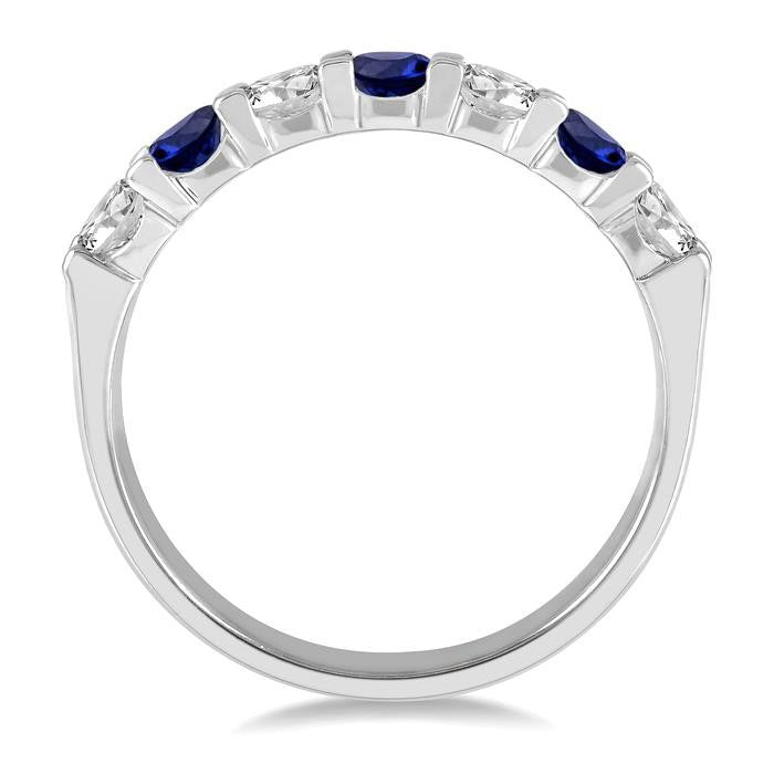 7 Stone Gemstone & Diamond Wedding Band