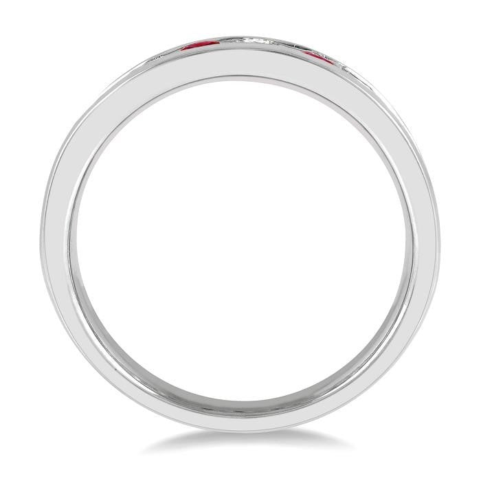 Channel Set Gemstone & Diamond Wedding Band