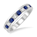 Channel-Set Gemstone & Diamond Wedding Band