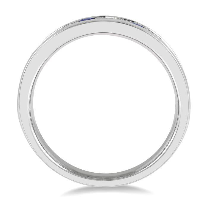 Channel-Set Gemstone & Diamond Wedding Band