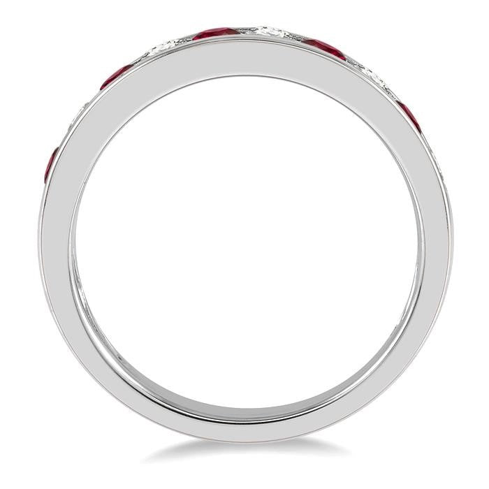 Channel Set Gemstone & Diamond Wedding Band