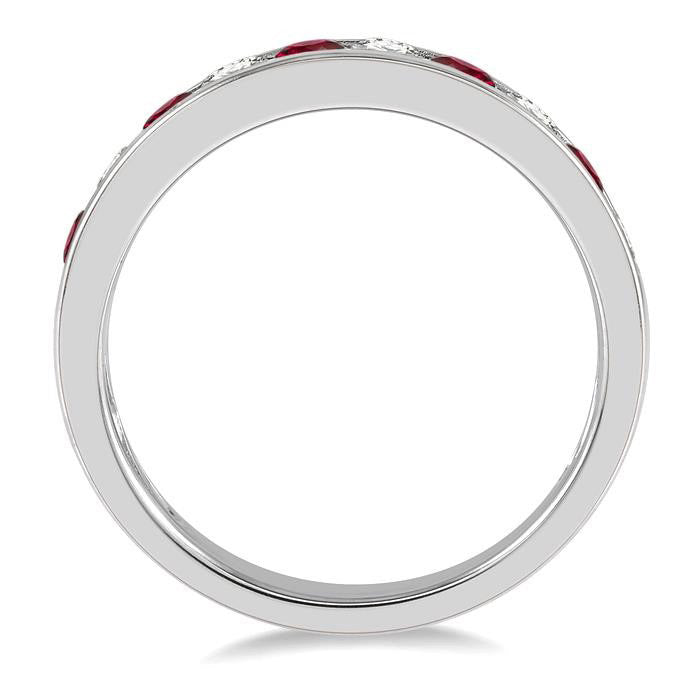 Channel Set Gemstone & Diamond Wedding Band