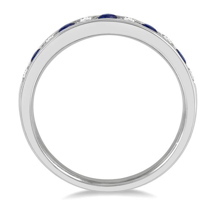 Channel-Set Gemstone & Diamond Wedding Band