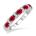 Oval Shape Gemstone & Diamond Band
