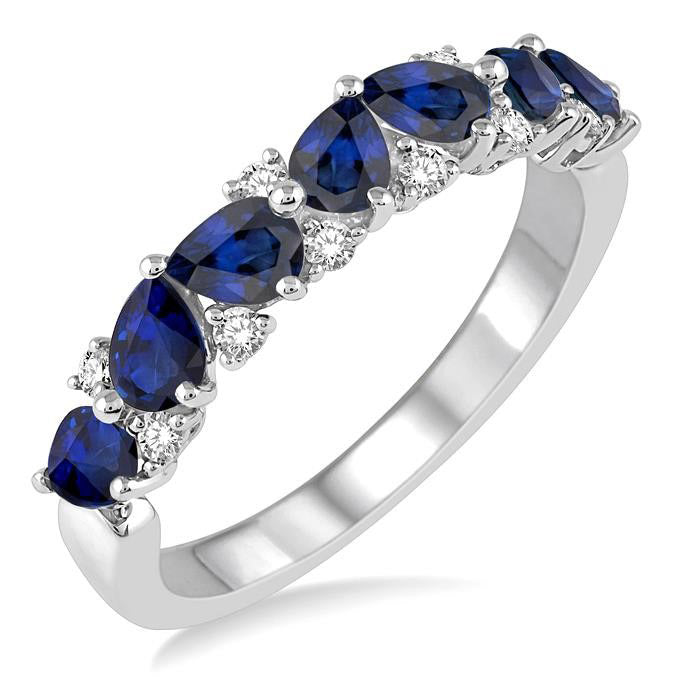 Pear Shape Gemstone & Diamond Band