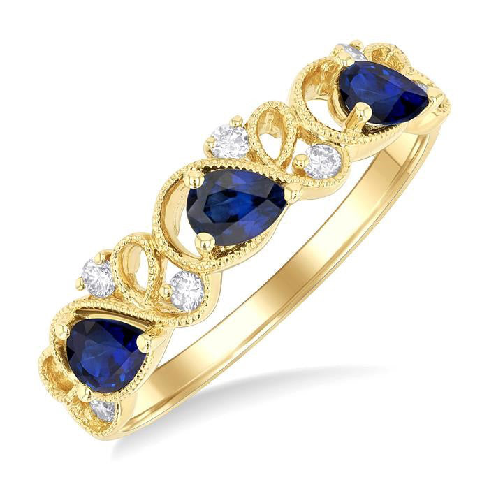 Pear Shape Gemstone & Diamond Band