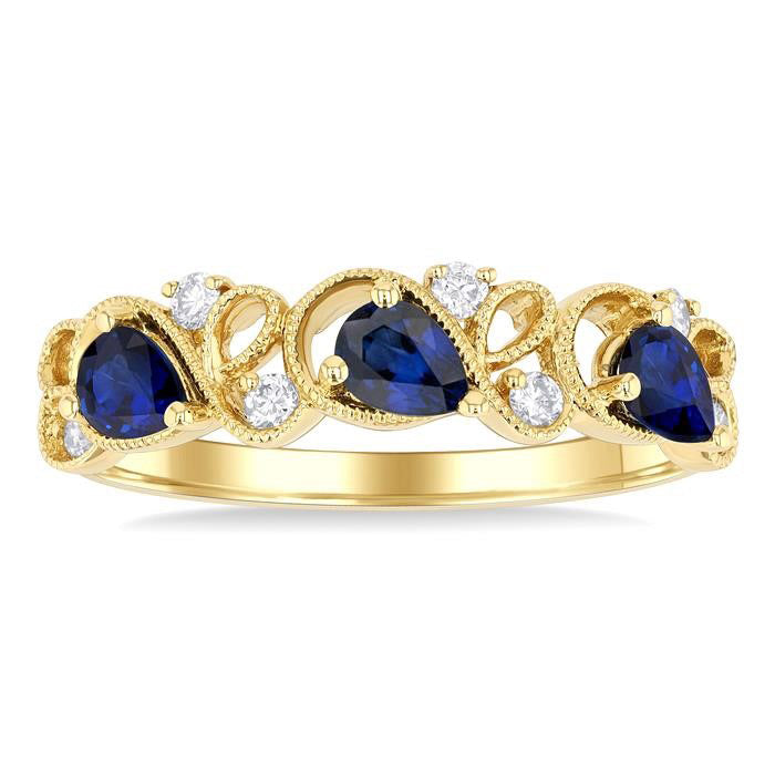 Pear Shape Gemstone & Diamond Band