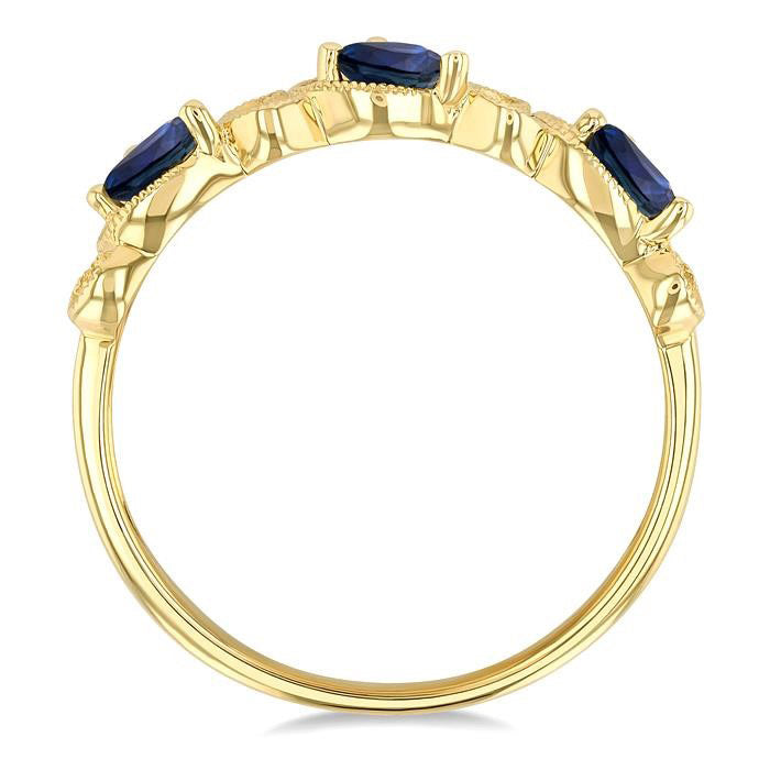 Pear Shape Gemstone & Diamond Band