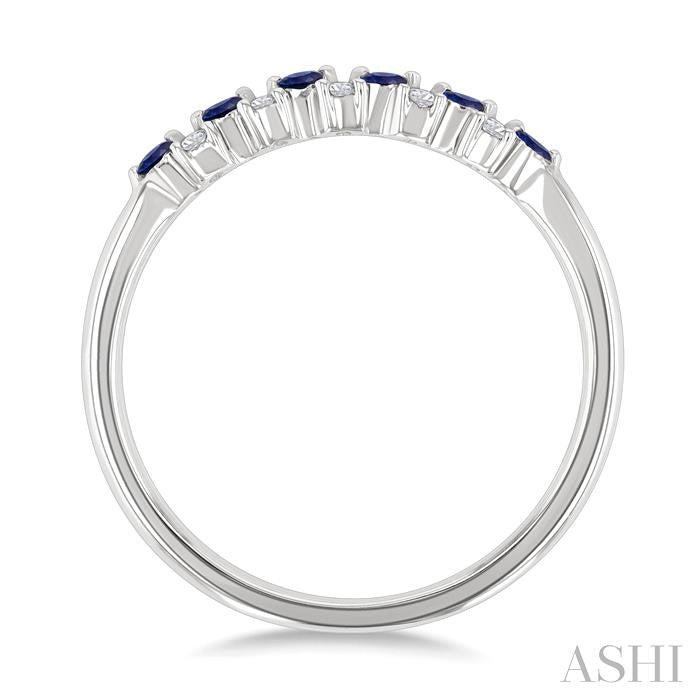 1.9 MM Sapphire and 1/10 Ctw Round Cut Diamond Precious Band in 14K White Gold
