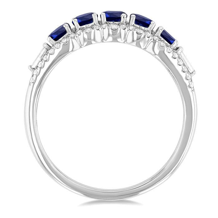 Round Shape 5 Gemstone & Diamond Ring