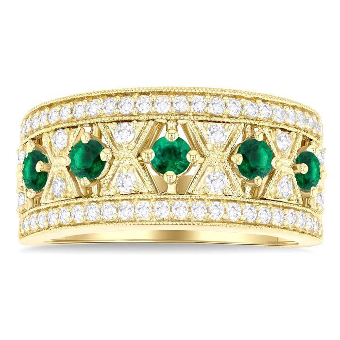 Round Shape Gemstone & Diamond Fashion Band