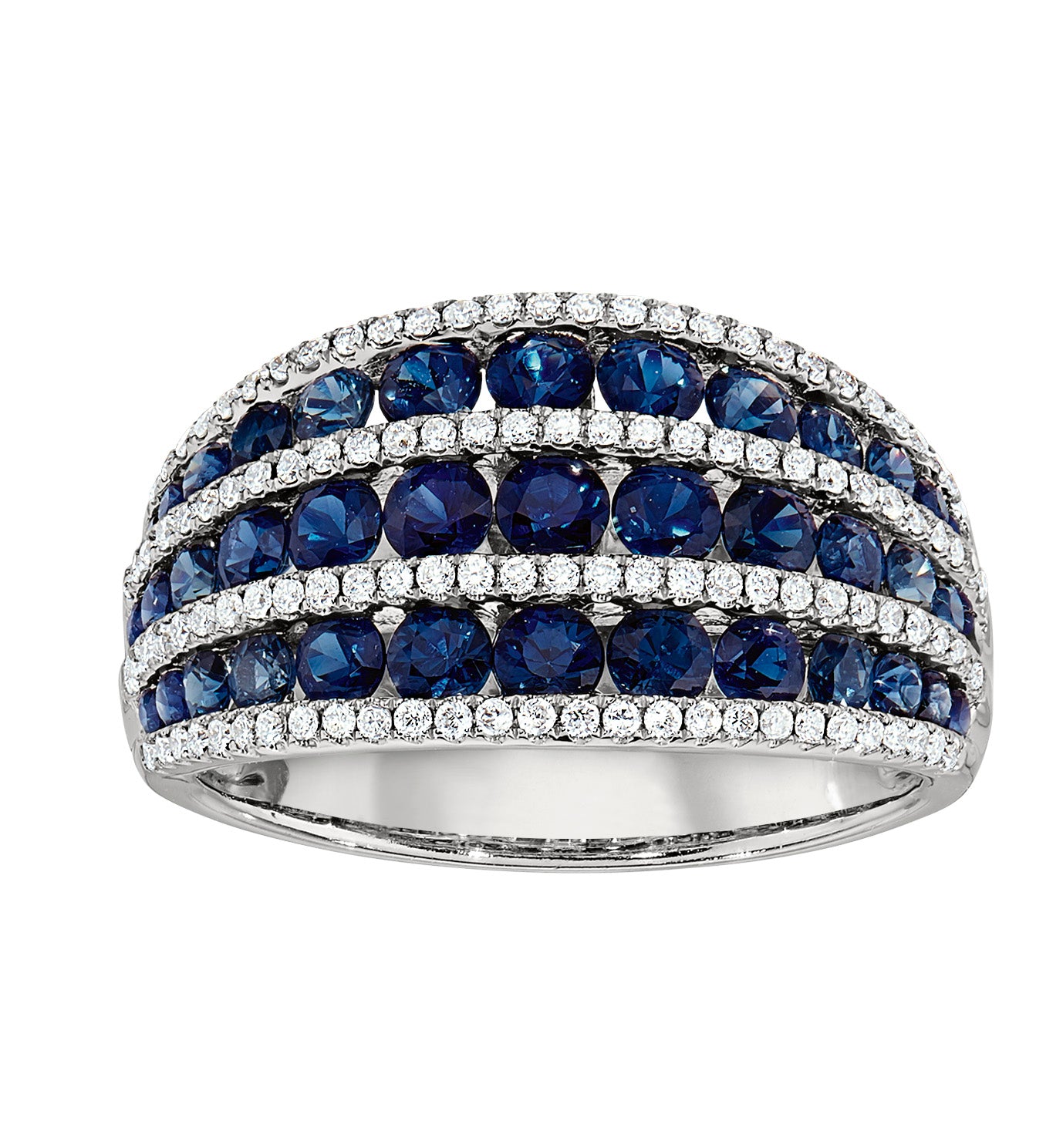 Diamond Triple Row Genuine Sapphire MultiRow Ring