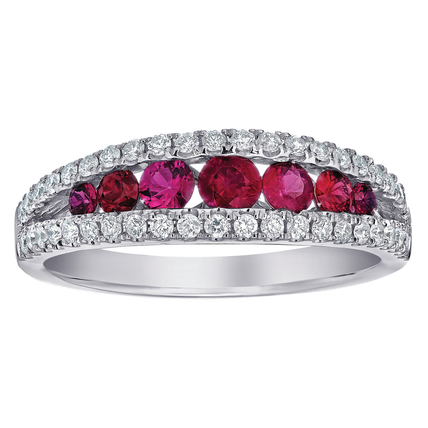Diamond and Genuine Ruby Graduated Ring