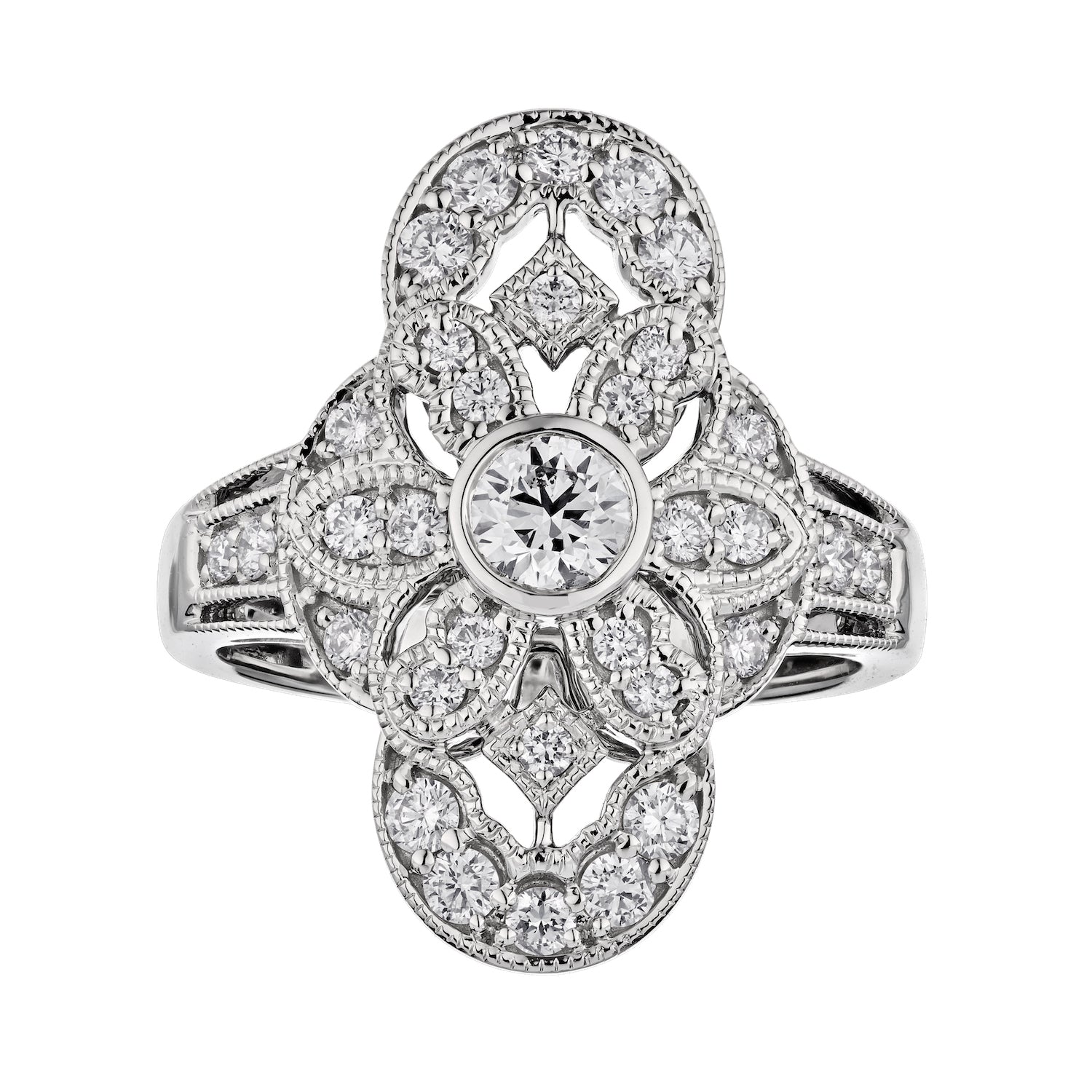 Diamond Vintage Style Cocktail Ring