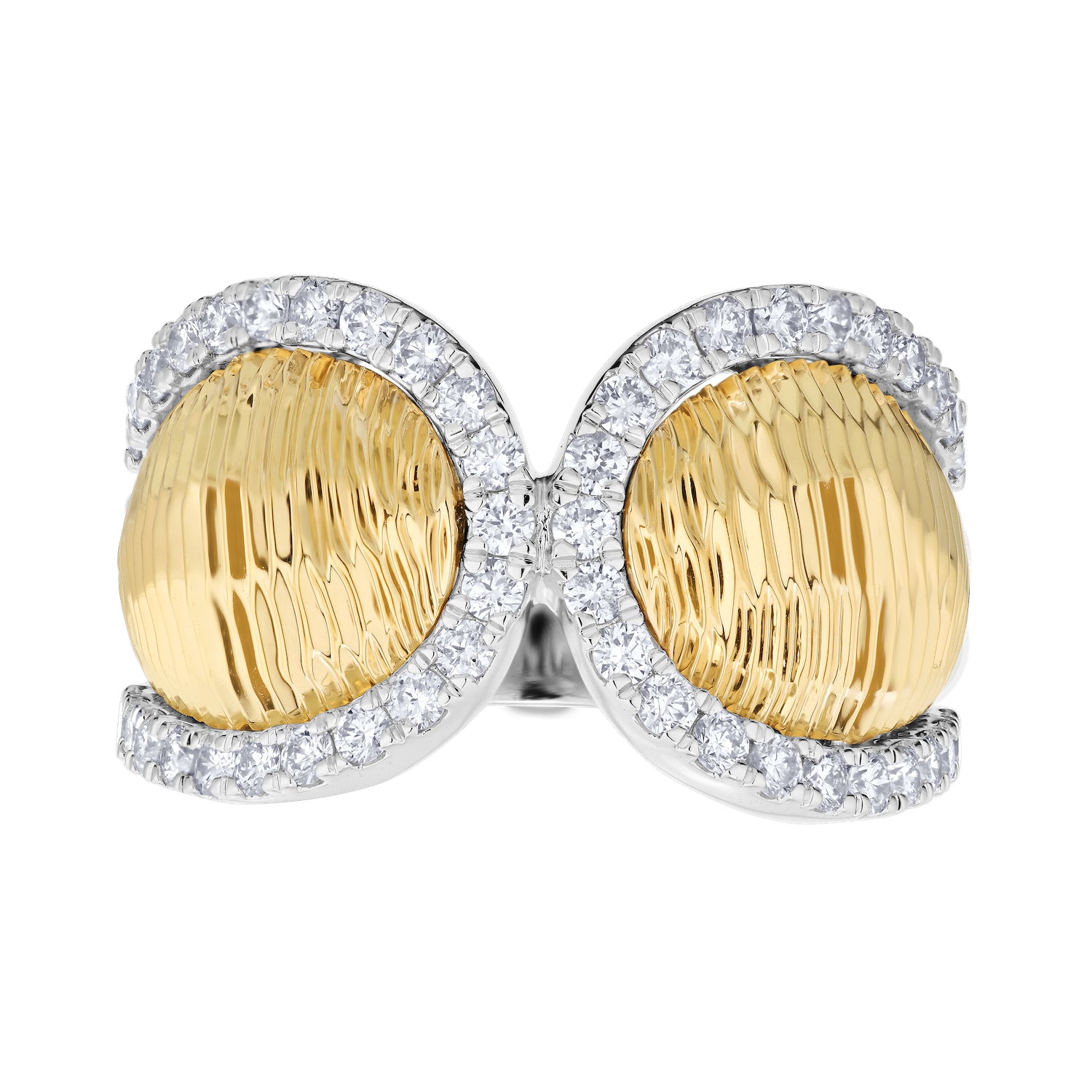 Diamond Pear Shaped Outline with Textured Dome Center Fashion Ring