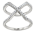 Diamond Round Outline Open "X" Ring