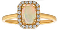 10K Yellow Gold Emerald Shape Halo Ring Diamond and Opal 1.07 Ctw