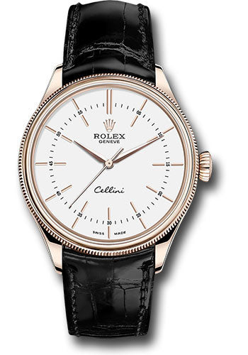 *Pre-Owned* Rolex Cellini Time Watch - Everose - White Dial - Black Leather Strap