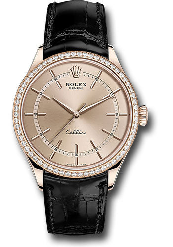 *Pre-Owned* Rolex Cellini Time Watch - Everose - Pink Dial - Black Leather Strap