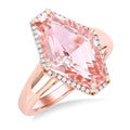 Hexagon Shape Gemstone & Halo Diamond Ring