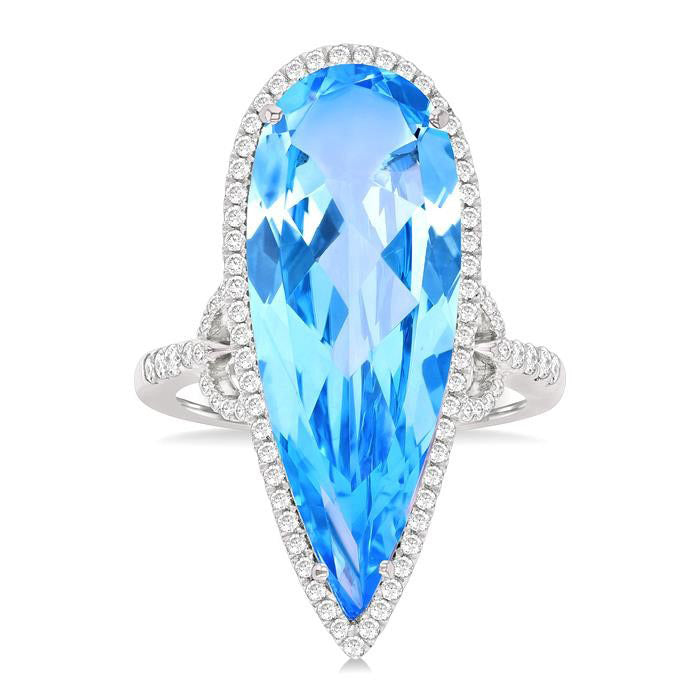 Pear Shape Gemstone & Halo Diamond Ring