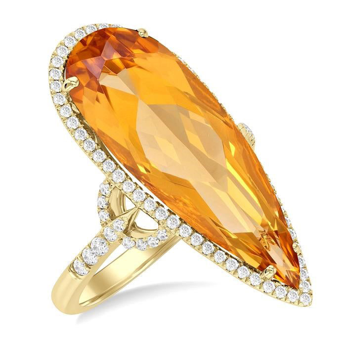 Pear Shape Gemstone & Halo Diamond Ring