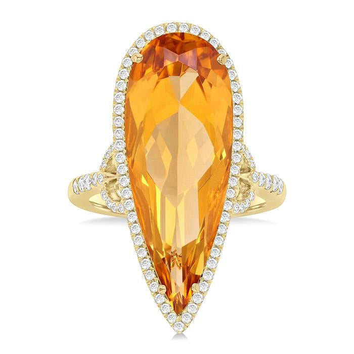 Pear Shape Gemstone & Halo Diamond Ring