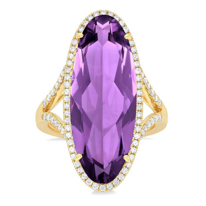 Oval Shape Gemstone & Halo Diamond Ring