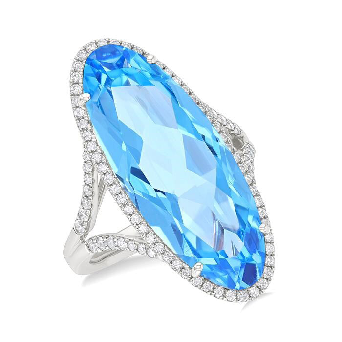 Oval Shape Gemstone & Halo Diamond Ring