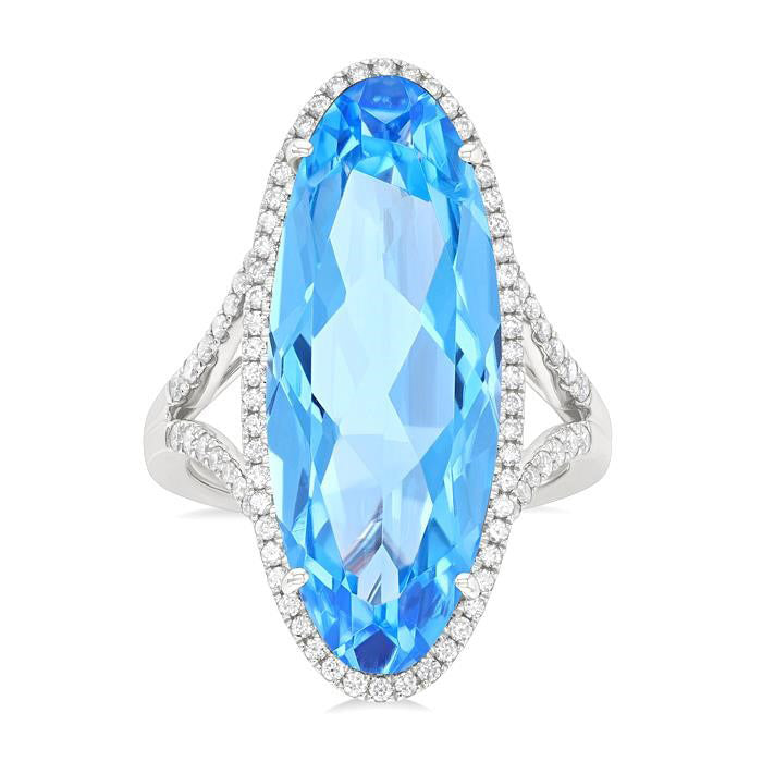 Oval Shape Gemstone & Halo Diamond Ring
