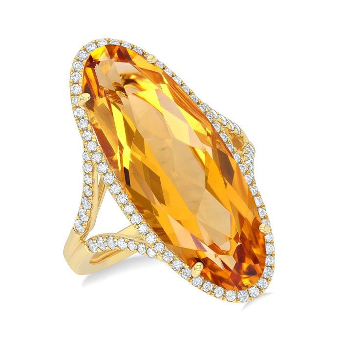 Oval Shape Gemstone & Halo Diamond Ring