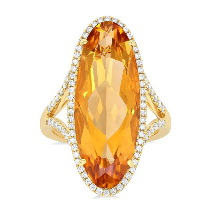 Oval Shape Gemstone & Halo Diamond Ring