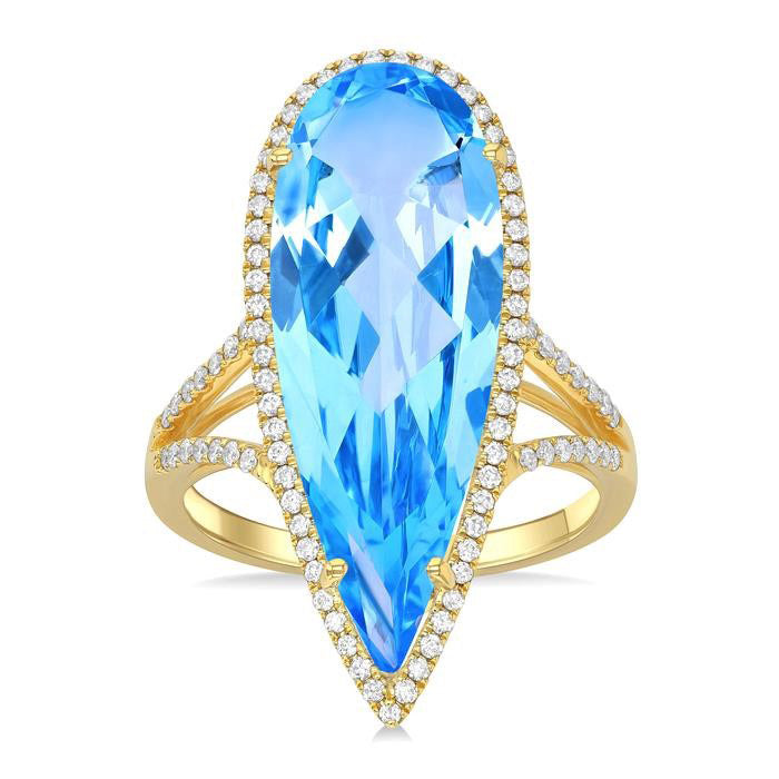 Pear Shape Gemstone & Halo Diamond Ring