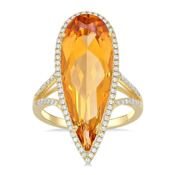 Pear Shape Gemstone & Halo Diamond Ring