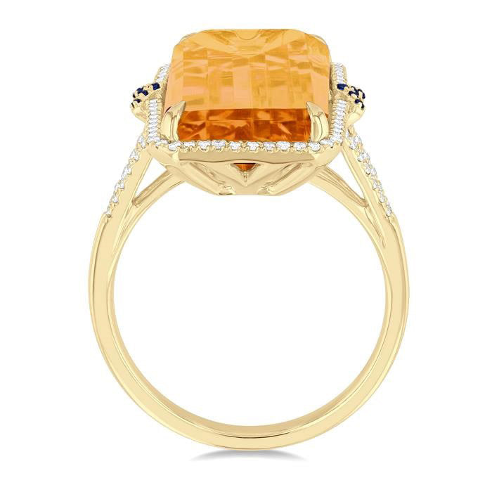 Emerald Shape Gemstone & Halo Diamond Ring