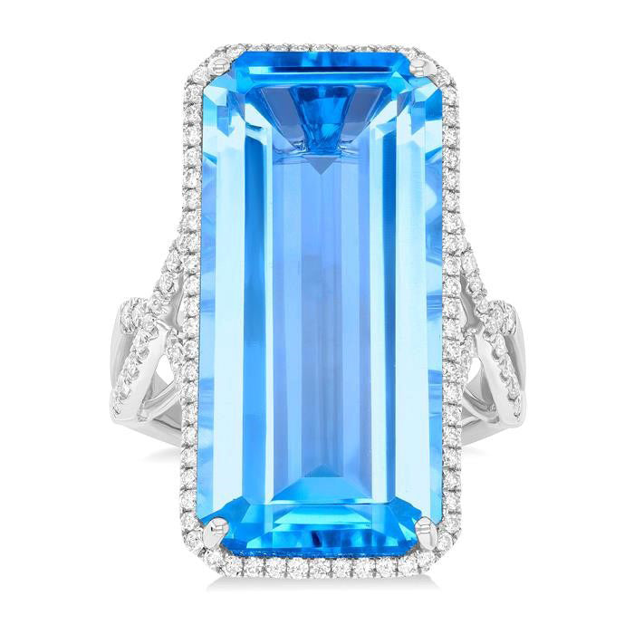 Emerald Shape Gemstone & Halo Diamond Ring