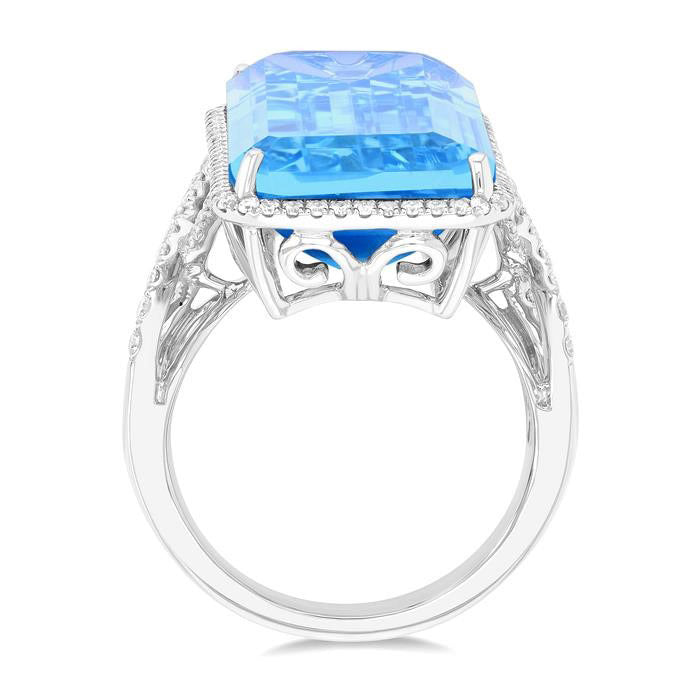 Emerald Shape Gemstone & Halo Diamond Ring