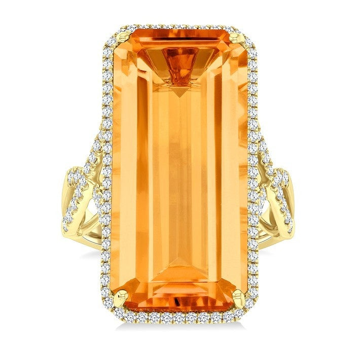 Emerald Shape Gemstone & Halo Diamond Ring