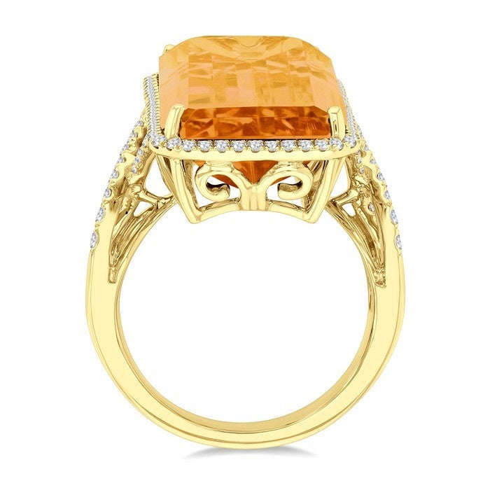 Emerald Shape Gemstone & Halo Diamond Ring