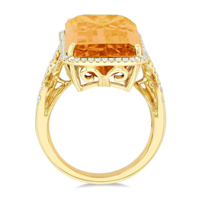 Emerald Shape Gemstone & Halo Diamond Ring