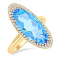 Oval Shape Gemstone & Halo Diamond Ring