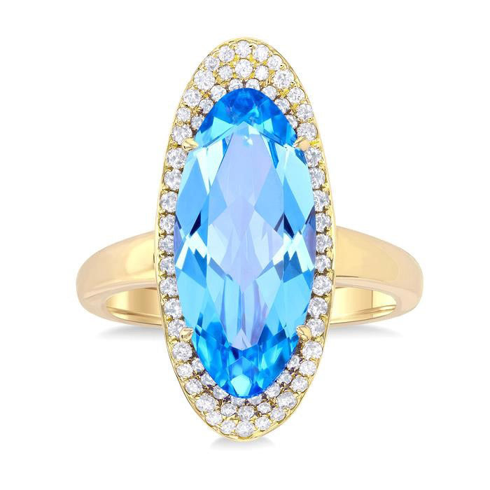 Oval Shape Gemstone & Halo Diamond Ring