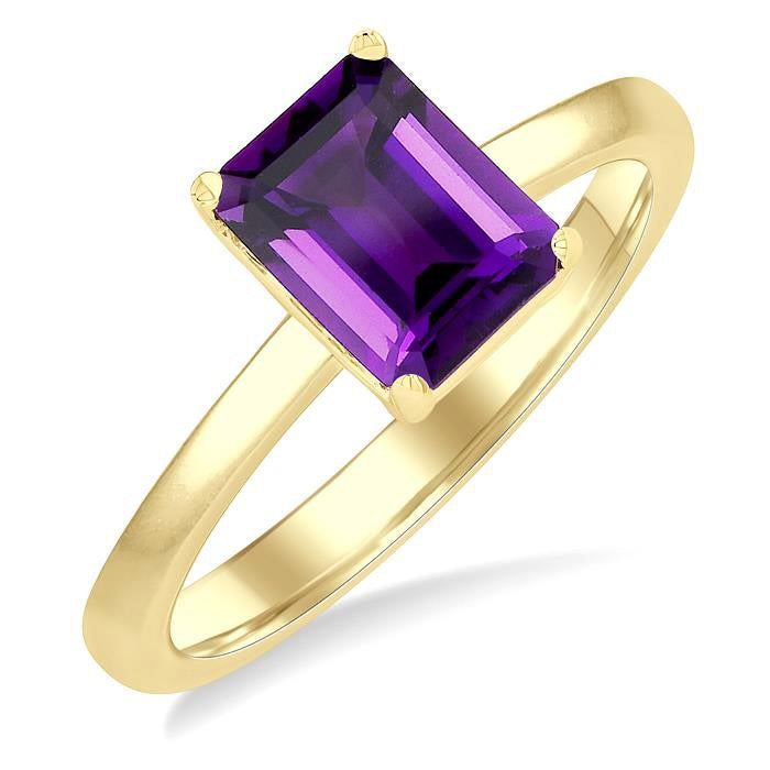Emerald Shape Gemstone Solitaire Ring