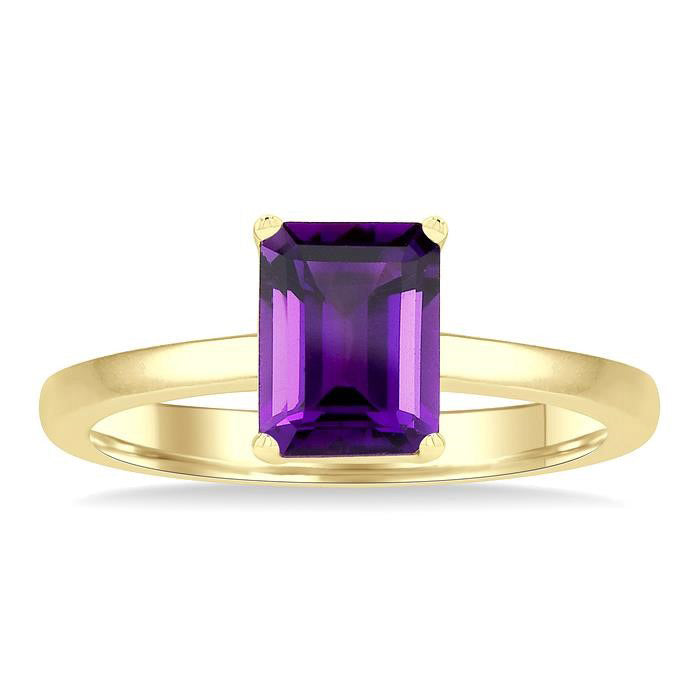 Emerald Shape Gemstone Solitaire Ring