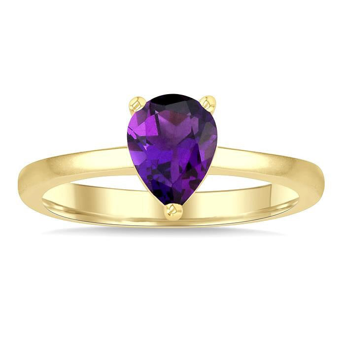 Pear Shape Gemstone Solitaire Ring