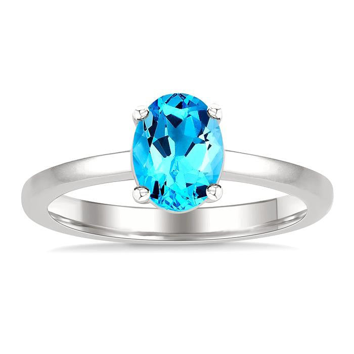 Oval Shape Gemstone Solitaire Ring