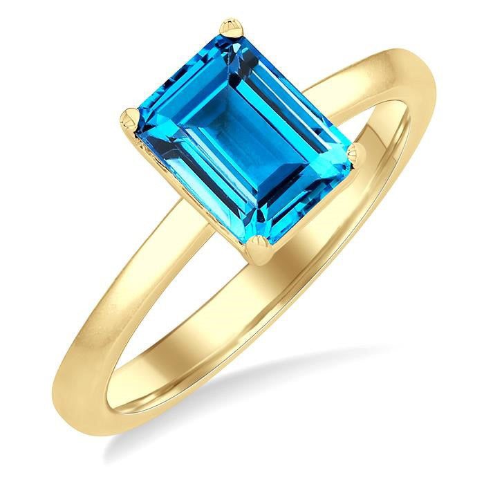 Emerald Shape Gemstone Solitaire Ring