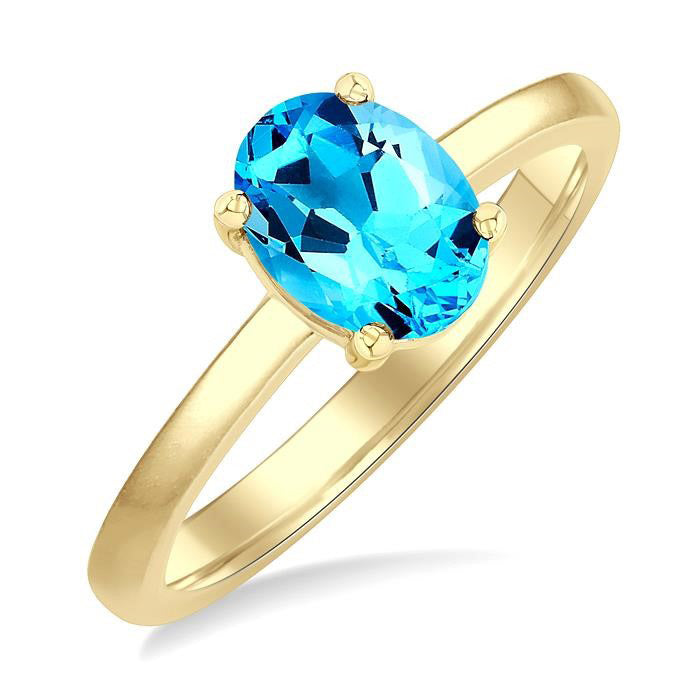 Oval Shape Gemstone Solitaire Ring