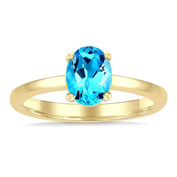 Oval Shape Gemstone Solitaire Ring