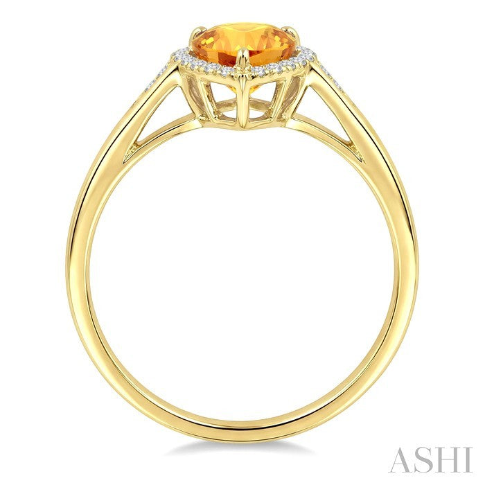 16X6 MM Evoque Gemstone Pear Shape Citrine and 1/6 Ctw Round Cut Diamond Semi-Precious Ring in 14K Yellow Gold